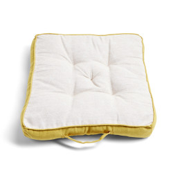 Coussin de sol 45x45cm polycoton beige et jaune