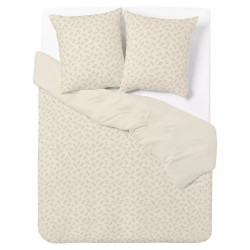 Parure de lit 2 personnes 240x220cm polycoton feuillage beige