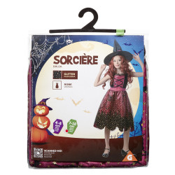 Déguisement enfant sorcière à paillettes Halloween 7 à 10 ans