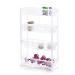 Desserte 4 niveaux plastique transparent 50x19,5xH82cm