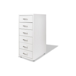 Caisson 6 tiroirs 4 roues blanc