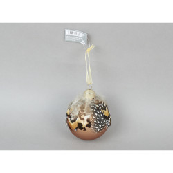 Boule de Noël à plumes en verre Ø8 cm
