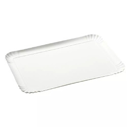 Plateau rectangulaire blanc en carton x3
