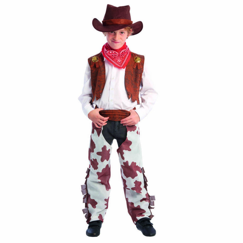 Lito Angels Costume Cowboy Bébé Garçon – Salopette Vache + Chapeau Shérif + Bandana Rouge, Déguisement Far West Adorable 0-3 Ans