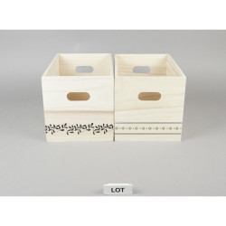 Caisse de rangement en bois L.28 x l.18 x H.18 cm